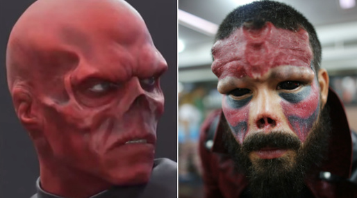Henry Damon, 37, är en gift tvåbarnspappa från Caracas, Venezuela. Henry är besatt av skurken Red Skull från "Captain America" och gör allt för att se ut som Red Skull. Henry Damon, 37, är en gift tvåbarnspappa från Caracas, Venezuela. Henry är besatt av skurken Red Skull från "Captain America" och gör allt för att se ut som Red Skull.